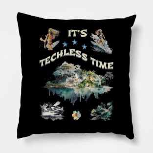 Techless Time Beach Surfer Tropical Island Pillow