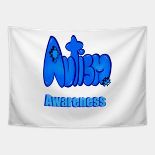 Autism month April awareness acceptance men women girls boys blue puzzle piece support for autism Tapestry