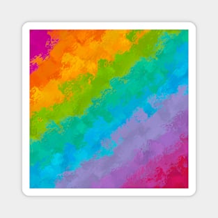 Bright Diagonal Painterly Rainbow Magnet