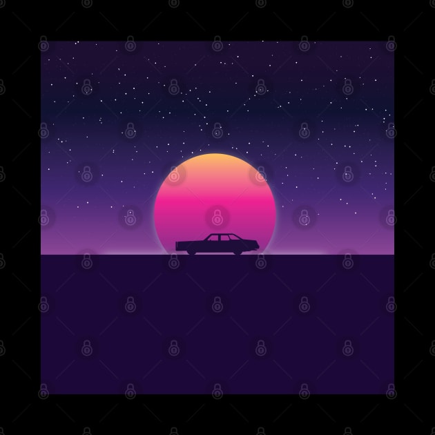 80s Retro Sunset Car by TheVintageChaosCo.