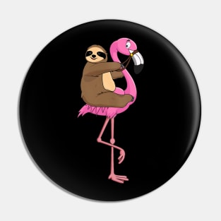 Sloth Rider Flamingo Funny Pin