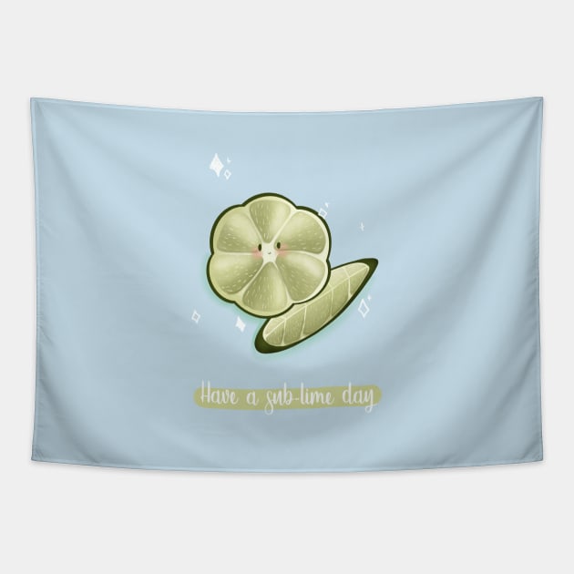 Have a sub-lime day lime pun Tapestry by Mydrawingsz