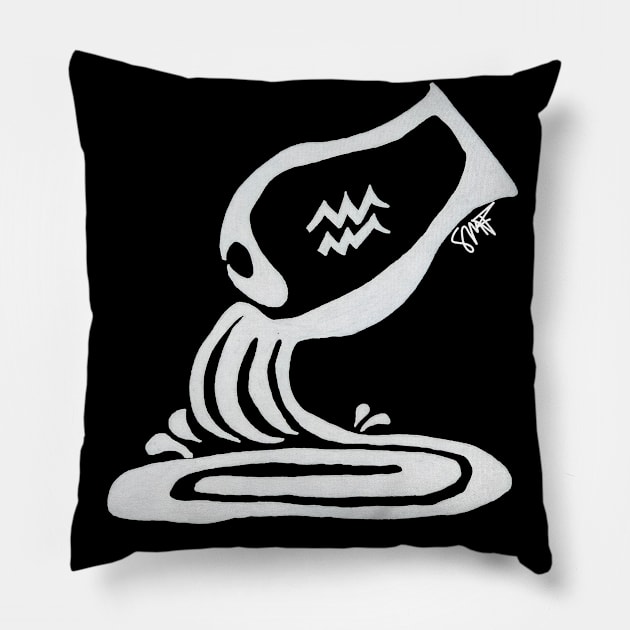 Zodiac - Aquarius (neg image) Pillow by StormMiguel - SMF