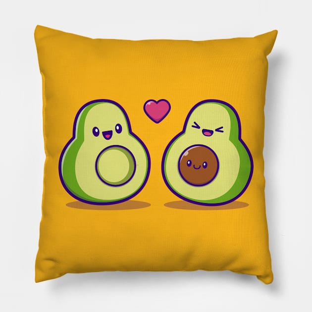 Cute Avocado Family Cartoon Pillow by Catalyst Labs