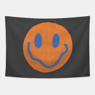 Orange and Blue Vintage Smiley Face Tapestry