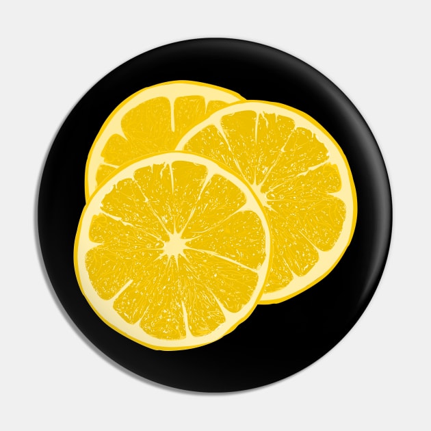Three yellow lemons Pin by donamiart