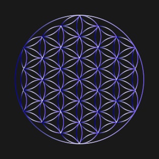 Flower of Life Sacred Geometry Blue Metal T-Shirt