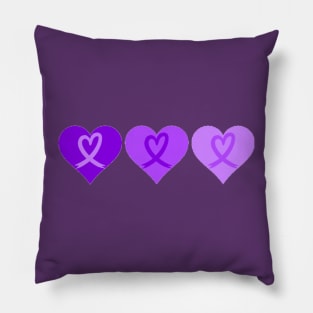 Purple Hearts with Purple Heart Awareness Ribbons Pillow