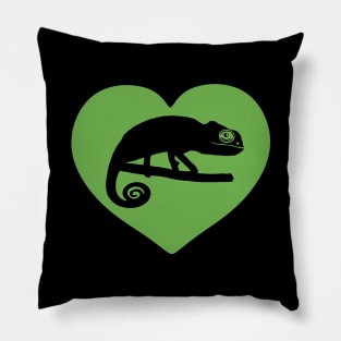 Green Cute Chameleon Heart for Chameleon Lovers Pillow