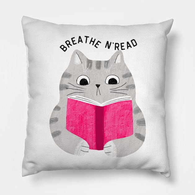 Breathe N Read Cat Sticker Pillow by PodX Designs 
