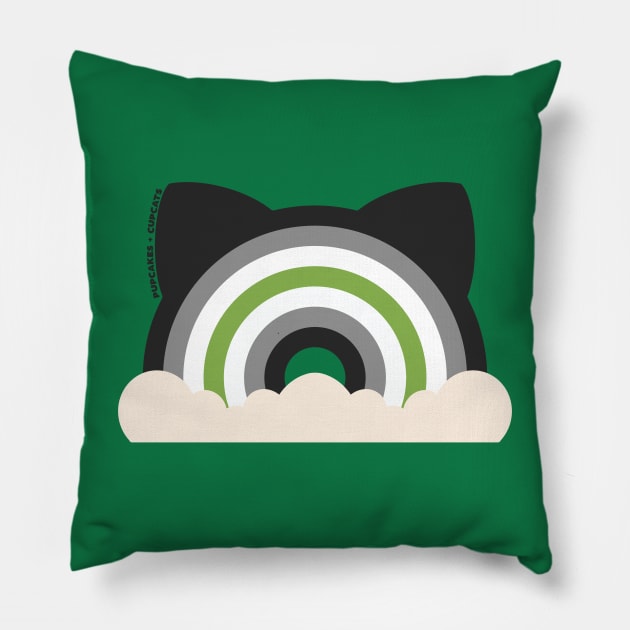 Agender Pride Cat Ear Rainbow Pillow by Pupcakes and Cupcats