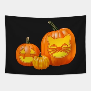 Another Jack-O-Lantern Trio (Black) Tapestry