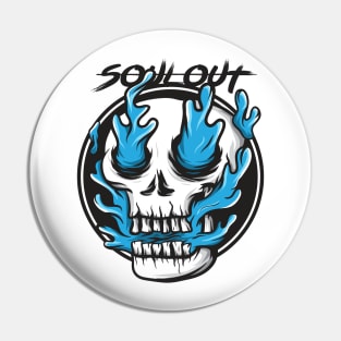 blue fire skull Pin