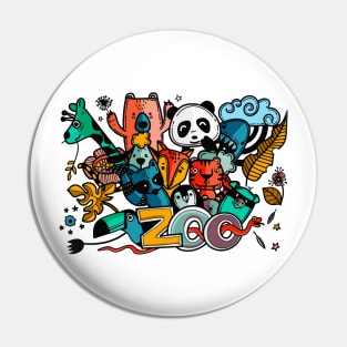 Zoo Doodle Animals Illustration Pin