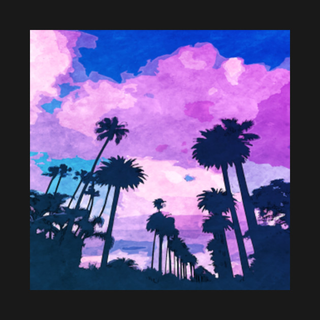 California Los Angeles Palm Trees Watercolor California T
