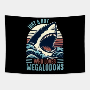 Just A Boy Who Loves Megalodons Tapestry