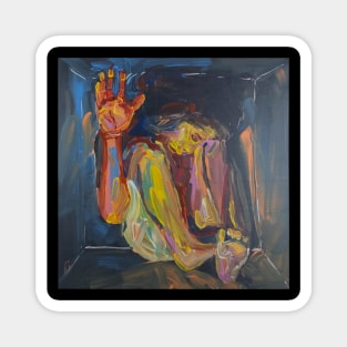 Colourful figurative nude in a box Magnet