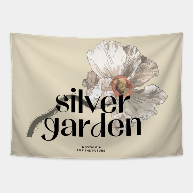 White Flower and Silver garden quote Tapestry by NKTN