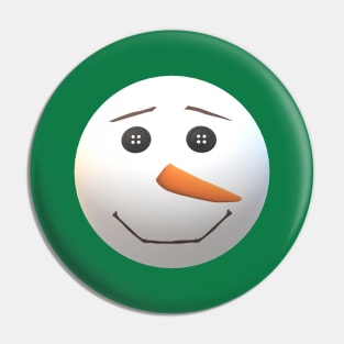 Happy Snowman Face (Green Background) Pin