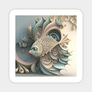 A Fractal Design Featuring A Pastel Fish Magnet