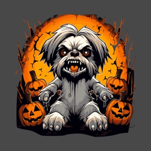 Scary shih tzu halloween puppy dog T-Shirt