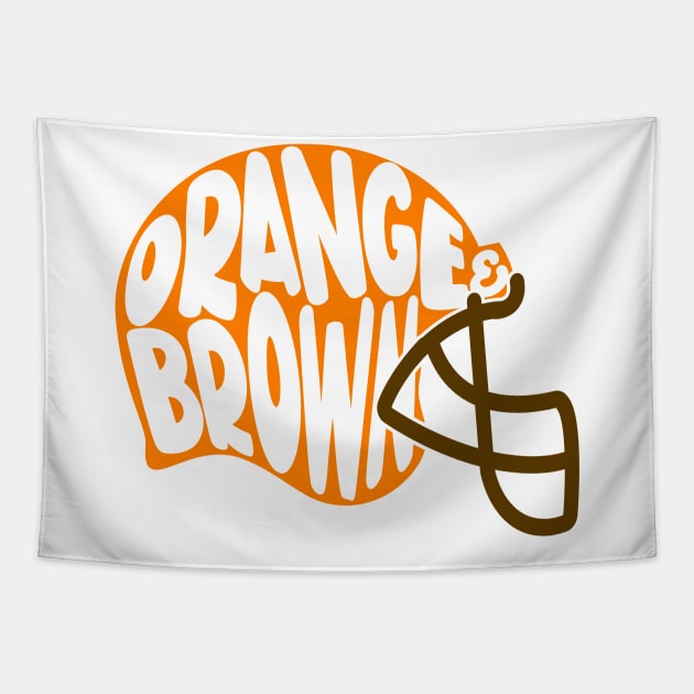 Orange And Brown Helmet Tapestry by mbloomstine