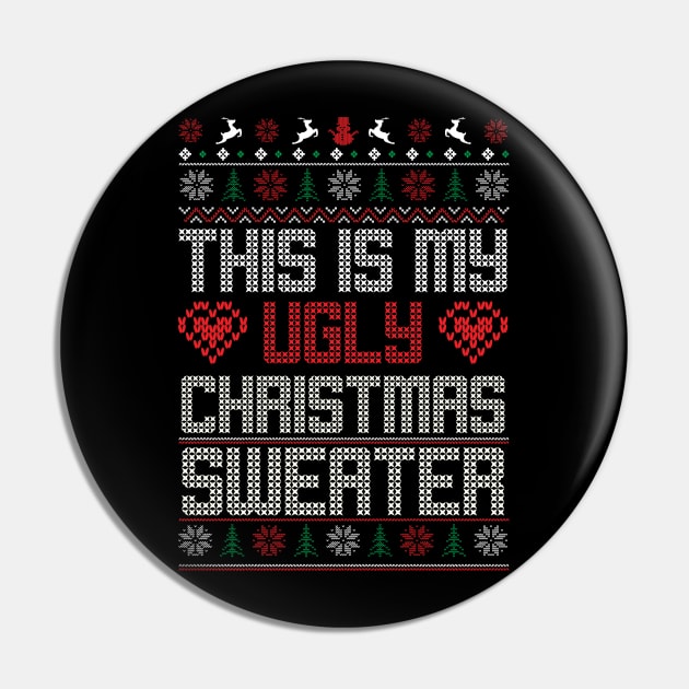 This Is My Ugly Christmas Sweater Ugly Christmas Sweater Pin by MZeeDesigns