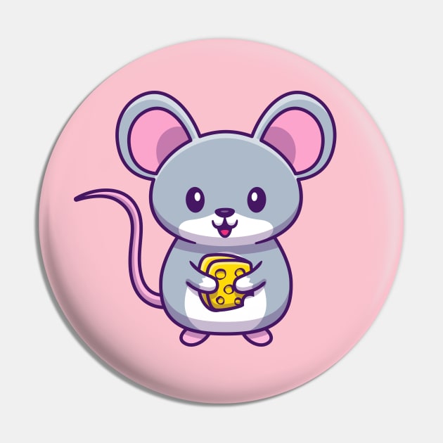 Cute Mouse Holding Cheese Cartoon Pin by Catalyst Labs