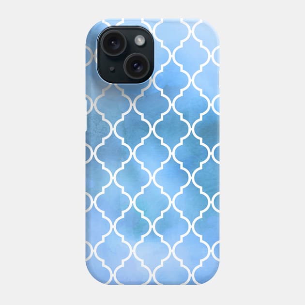 Blue Latticework, Quatrefoil, Trellis, Watercolors Phone Case by Jelena Dunčević