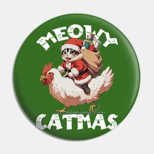 Meowy Catmas, Funny Cute Cat on a Chicken Pin