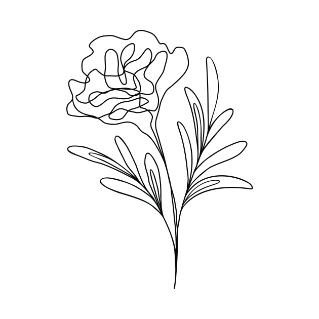 Wildflower Botanical Line Art | Elegant Floral Leaf Design by RachelFCreative