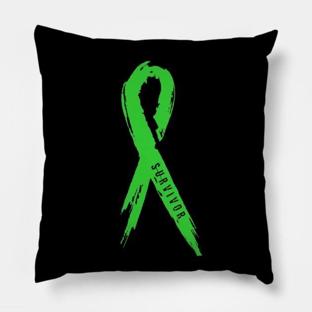 TBI Green Survivor Ribbon Shirt Pillow by survivorsister