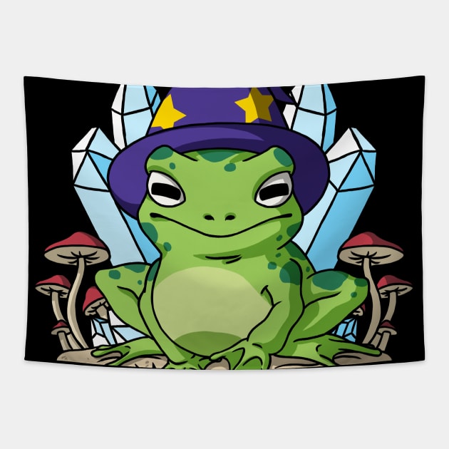 Cottagecore Aesthetic Frog Wizard Hat Mushroom Tapestry by Alex21