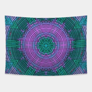 Weave Mandala Blue and Pink Tapestry