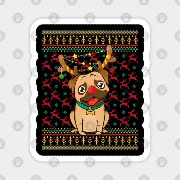 Not so Ugly Christmas Pug Xmas Pajama Magnet by aneisha