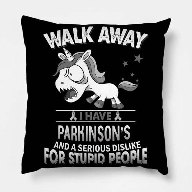 funny Parkinson's grumpy unicorn warrior Pillow by TeesCircle