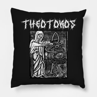 Virgin Mary Punching The Devil Death Metal Gothic Pillow