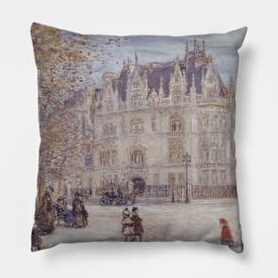 The Fletcher Mansion, New York City by Jean-Francois Raffaelli Pillow