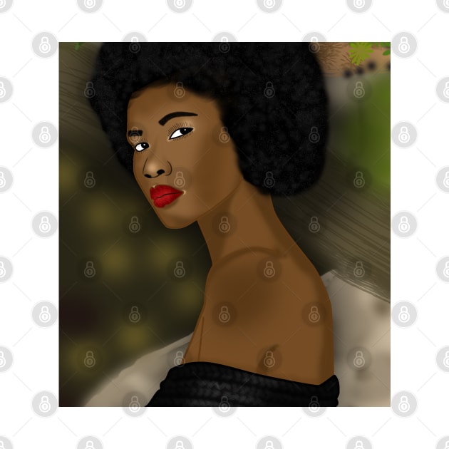 African woman digital art drawing by Spinkly Creations 