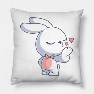 Cute bunny giving love kiss Pillow