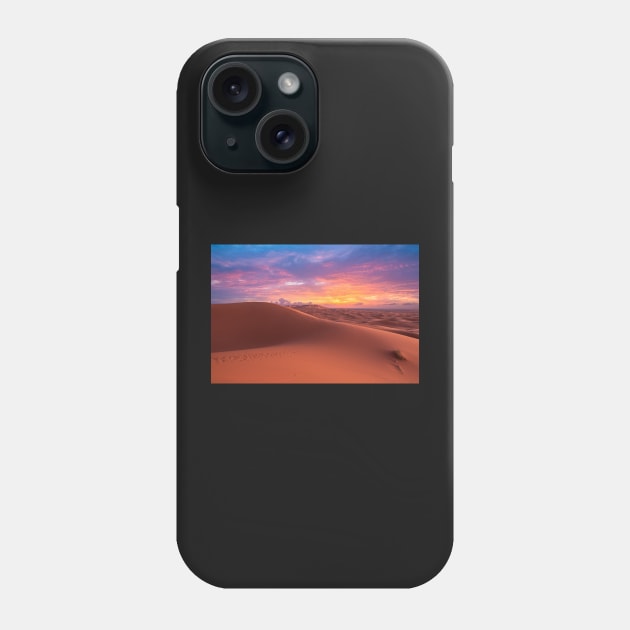 Sahara desert near Merzouga, Morocco at sunset Phone Case by mitzobs