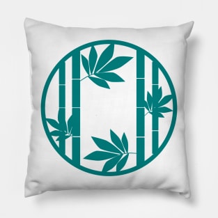 Teal Bamboo Forest Round Window Ring Pillow