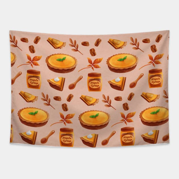 Autumn Pumpkin Pie Tapestry by CleanRain3675