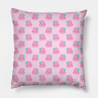 Pink Flower Octopus Pattern Pillow