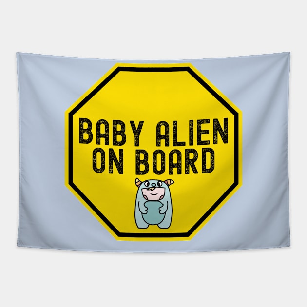 Funny Baby alien on board Tapestry by DacDibac