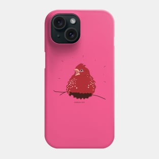 illustrations of red strawberry finch perched on tree branch Phone Case