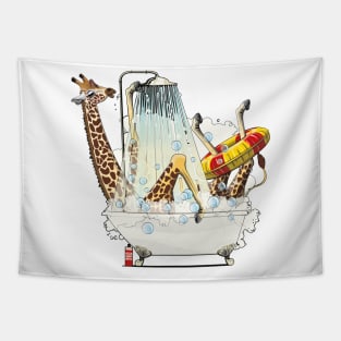 Giraffe in the Bath Tapestry