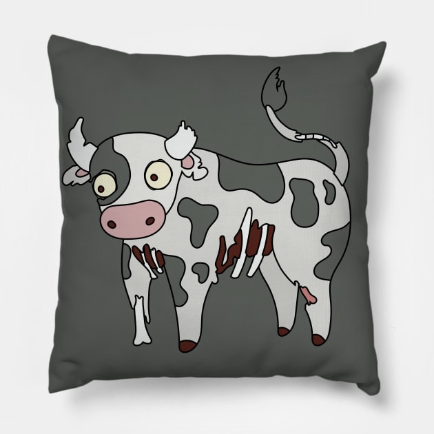 Zombie Cow Cartoon // Funny Halloween Zombie Pillow by SLAG_Creative