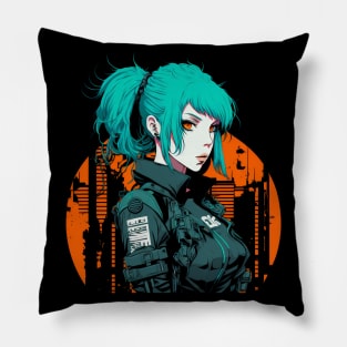 Cyberpunk Anime Tech Girl Graphic Pillow