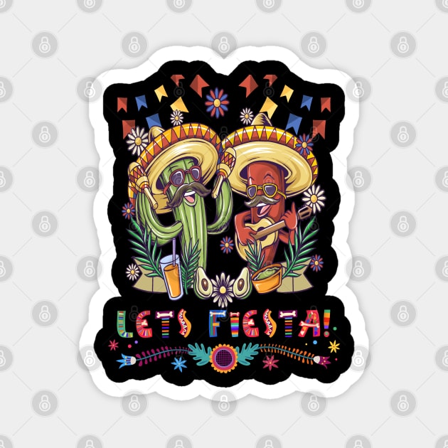 Lets Fiesta Taco Avocado Funny Cinco De Mayo Mexican Party Magnet by Peter smith